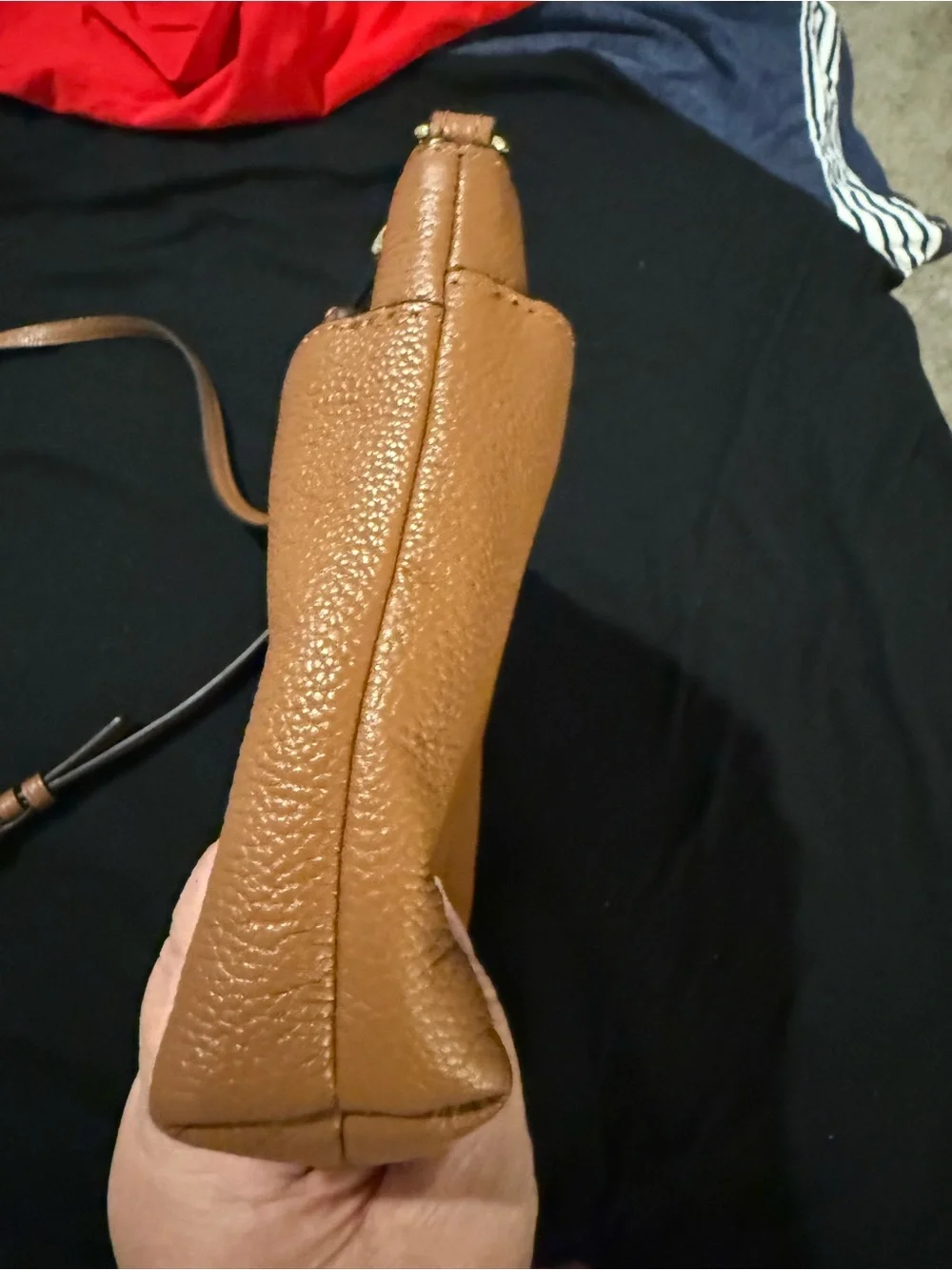 Michael Kors Pebbled Leather Crossbody Bag in Cognac Brown with Gold Hardware